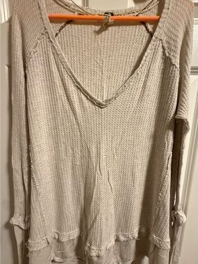 We The Free Cream Waffle Knit Top with Branded Tag